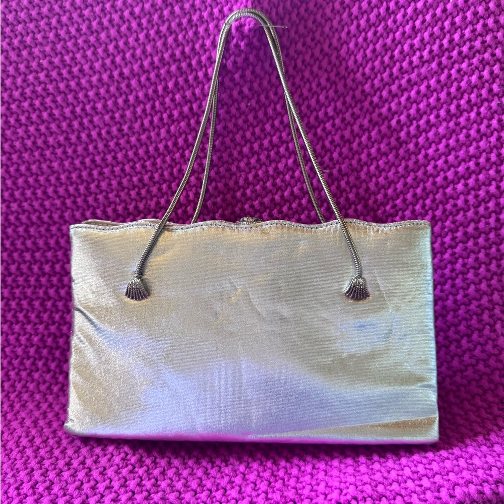 RARE Pristine EUC Silver Vintage Clutch from Marshall Fields